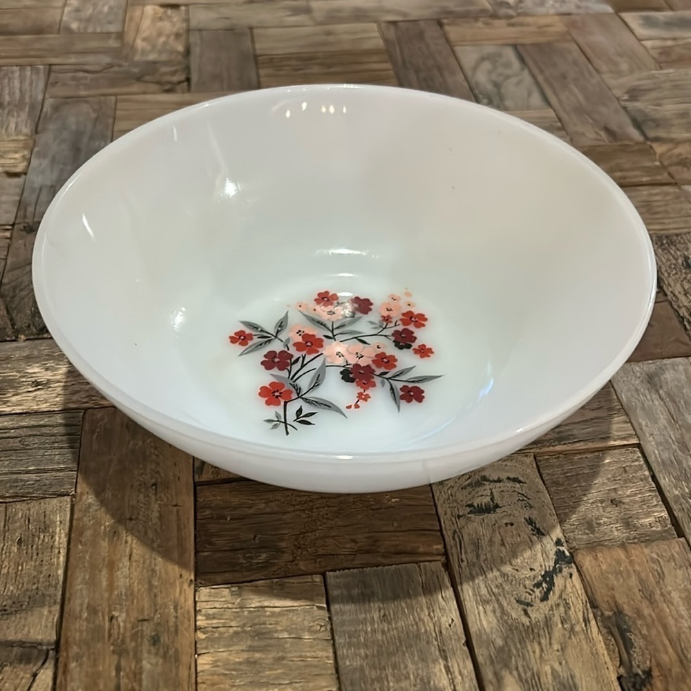 Fire King Primrose White Milk Glass Vegetable Serving Bowl